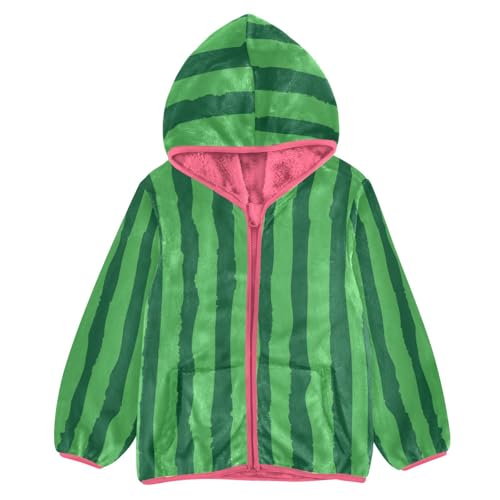 GuoChe Watermelon Stripe Boys Hooded Fleece Jacket
