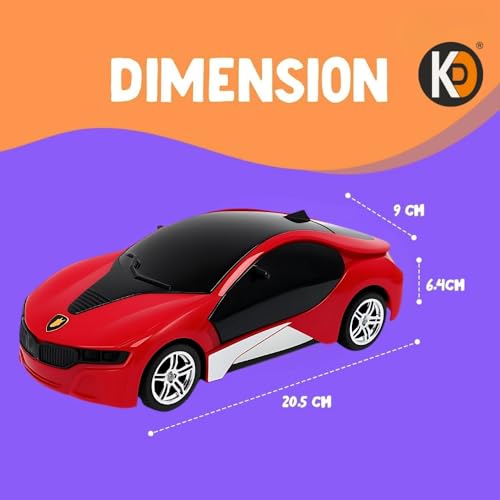 Image of K D Remote Control Car Toy with Lightning, Music Effects, Universal Wheel (Red)