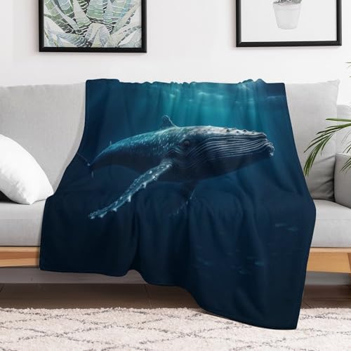 Couverture en Baleines 3D Flannel Chaudes Légères pour Lit Canapé