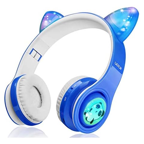 Woice Drahtlose Bluetooth-Kinderkopfhörer, LED-Blinklichter, Musik-Sharing-Funktion, Over-Ear und eingebautes Mikrofon Kabelloser/kabelgebundener Kinderkopfhörer Cover