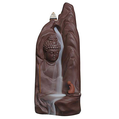 Tmore Incense Waterfall Burner Handmade Ceramic Incense Holder with 10 pcs Free Incense Cones for Home Decoration for Yoga Meditation