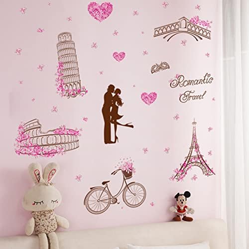 CIWEI Paris Wall Stickers Eiffel Tower - Wall Decal Vinyl Decoration Removable Self-Adhesive Mural Gift Living Room Background Wall Decoration Kitchen Office Girl Room