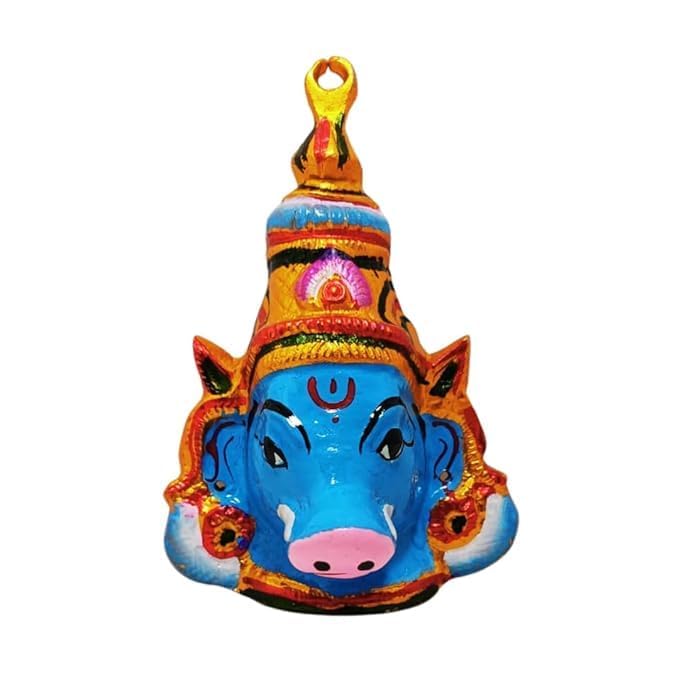 Varahi Devi face - Varahi Matha Face - Varahi Amman Face Mask (7 Inch) - Idol Statue can be Placed in Home Puja Room, Amman Devi Face Decorated, Goddess Varalakshmi Ammavaru Amman Devi-image-29