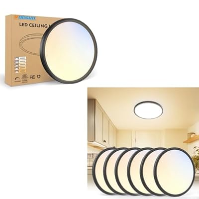 VOLISUN 1PACK 7 Inch + 6PACK 12 Inch 5CCT LED Flush Mount Ceiling Light, Dimmable Ultra-Thin LED Ceiling Light Fixture, 3000K-6500K Selectable, LED Ceiling Lights for Bedroom, Kitchen, Closet and Hal