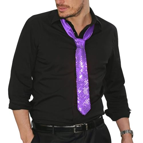 NiceYnn Cravate à Paillette Homme Femme Déguisement pour Costume Carnaval Halloween Mariage Danse Magic Violet