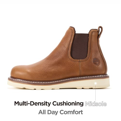 Image of SUREWAY Men's 6-Inch Slip-On Chelsea Work Boots, Soft Toe Leather Boots