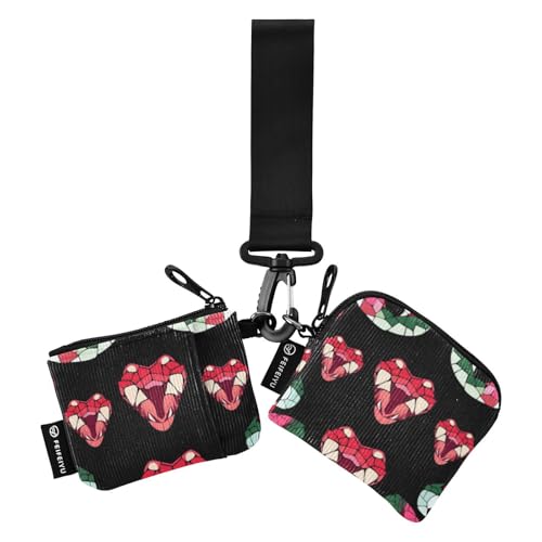 Diamonds Snake Black Women's Change Wallet Card Cases Small Detachable Card Money Holder with Wristlet Strap for Woman 2 Pcs tarjeteros para