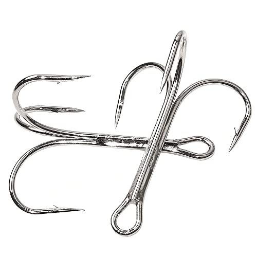 Treble Hooks Saltwater Large Treble Fishing Hooks Classic Triple Hook Silver Big Game Barbed Fish Hook Saltwater Fishing Hooks Size 4/0 6/0 7/0 8/0 10/0(7/0-10pcs) - Image 3