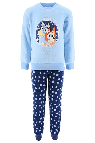 Bluey Pijamas para Niños, 2 Piezas Camiseta y Pantalon Largo Terciopelo para Niña, Pijama Polar Suave, Talla 5 Años | Azul