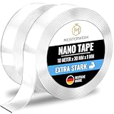 MEISTERWERK - Doppelseitiges Nano-Klebeband [EXTRA STARK] - Klebstofffrei & Spurlos dank Gecko-Effekt I Rutschfest - Waschbar & Wiederverwendbar