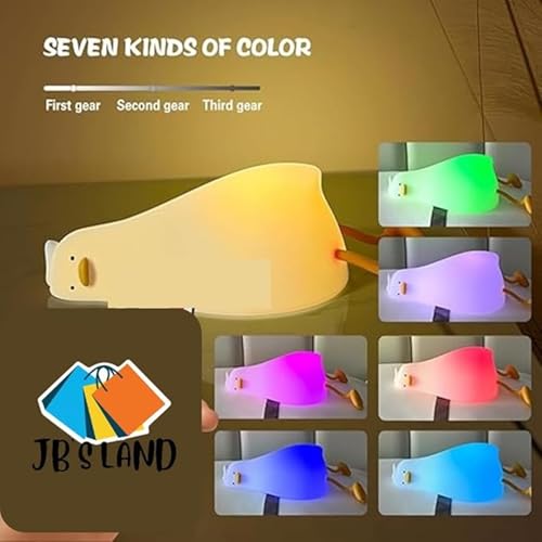 Image of JB'S LAND Cute Silicone Lamp For Kids Room Decor, Dimmable Nursery Pear Lamps, Kawaii Room Decor Fruit Night Light Bedside Lamp For Baby And Toddler (Lying Duck, Led)