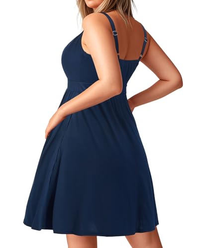 Pinup Fashion Women Plus Size Sundresses Casual Summer Short Spaghetti Strap Sleeveless A Line Beach Dresses with Pockets4