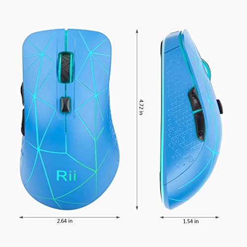 Rii Rm500 Wireless Mouse,2.4G Optical Mice,Rechargeable Mouse With Backlit,3 Adjustable Dpi,For Pc Laptop,Compatible With Windows Mac(Blue) #TOP2