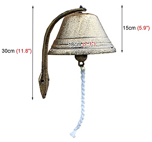 Dinner Bell Hand Crank Doorbell For Backyard School Ship Dinner Hotel, Easy To Install Heavy Duty Hanging Craft Gift Bell, Nautical Bell With Bracket (Size : Large) #TOP2