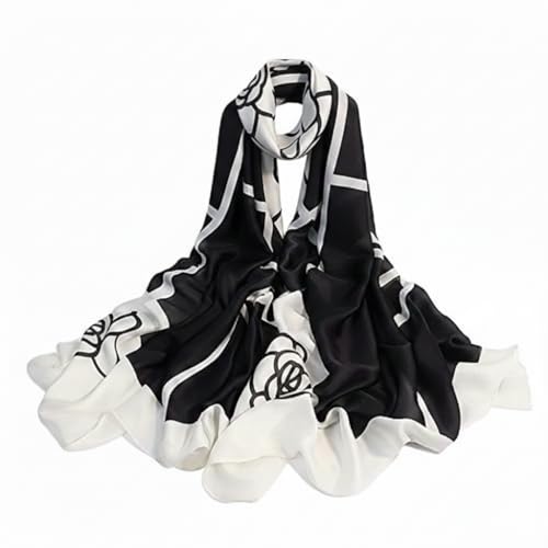 Image of Floral Printed Silk stole | silk Scarf for Women | stylish silk stole for women | Soft Lightweight Stole, Shawl & Neck Wrap | Scarf for Wedding, Party, Travel & Casual Wear