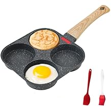 HUPECHAM 4-Cup Egg Pan Nonstick, and Granite Egg Frying Pan, Versatile Breakfast Skillet for Eggs, Pancakes, Plett, Crepes, Compatible with Gas Stove and Induction Cooktop