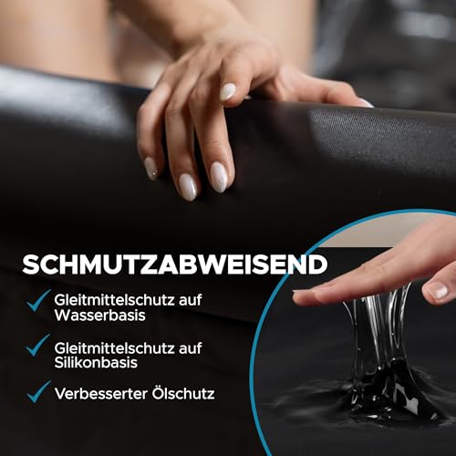 Aufblasbare Nuru-Massageliege mit aufblasbaren Seiten | Schwarz | Strapazierfähiges, wasserdichtes PVC | 205 x 156 x 12 cm | Schutz vor öl-, Wasser- und silikonbasierten Produkten
