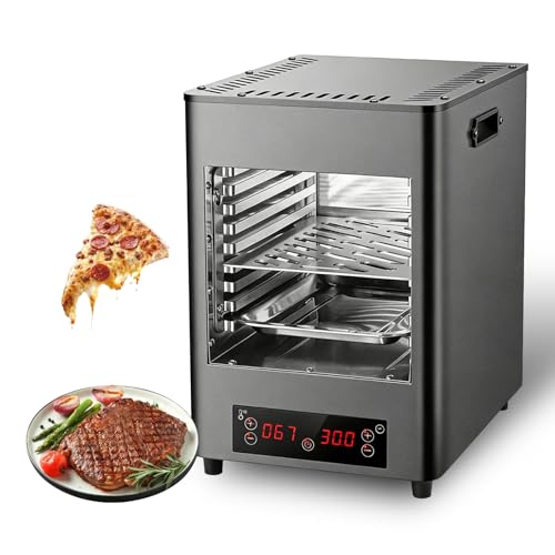 KUSOLE Parrilla eléctrica para Carne, Parrilla de Acero Inoxidable de encimera de 1700 W, 8 Ranuras para Parrilla, precalentamiento de 5 Minutos, Temporizador de 0 a 30 Minutos Grey