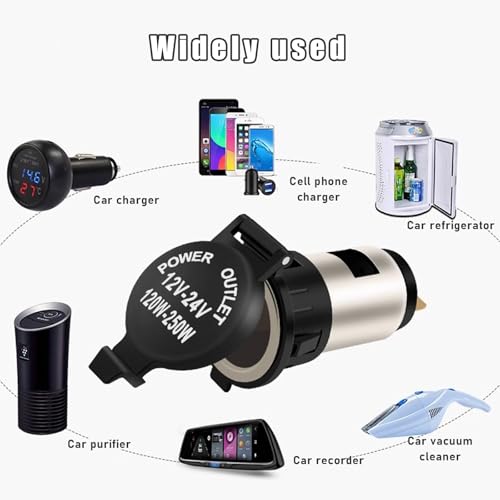Ohleats 2PCS Car Cigarette Lighter Socket, 12V Waterproof Auto Cigarette Lighter Adapter with Extension Cable, Vehicle Lighter Power Outlet Socket Replacement, Universal Car Accessories