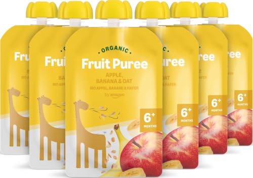 by Amazon Bolsitas de Puré de Manzana, Plátano y Avena ecológico - 6 x 90g - Previamente Mama Bear