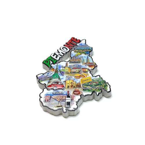 Imán decorativo 3D Piemonte Italia en resina 7x9.4 cm miniatura 4