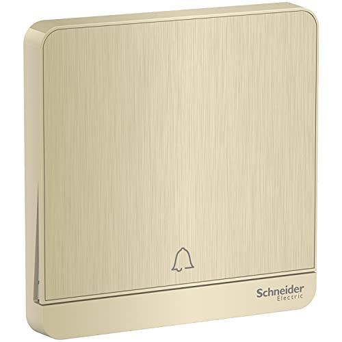 Schneider Electric AvatarOn, 1 Gang, push-button, Gold hairline, AvatarOn, push button for doorbell, 10A, 250V, Metal Gold Hairline, E8331BPL1_GH