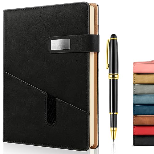 A5 Lined Leather Journal with Pen, 240 Pages Refillable...