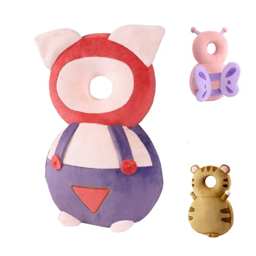Toddler Baby Head Protection Cushion Backpack Wear,Purple Pig