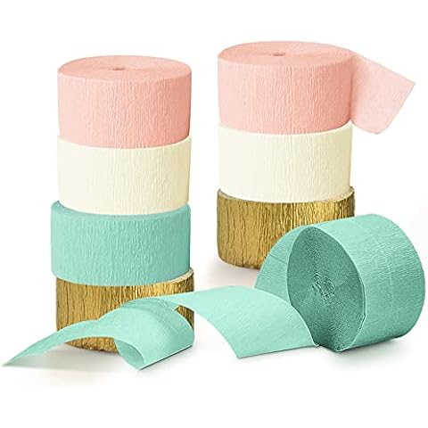 NICROHOME Wedding Party Decorations, 8 Rolls Mint Peach Crepe Paper 82 ft Long Streamers for Bridal Shower Bachelorette Birthday Adorable Adoption Shower Or Gotcha Party Ideas Decor Cover