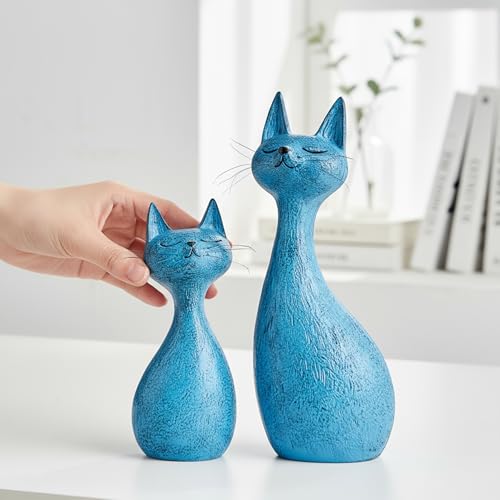 Estatuas decorativas gato azul navy juego de dos miniatura 6