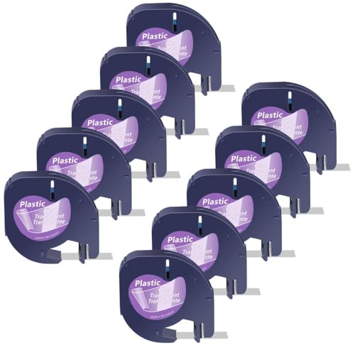 Cinta de Etiquetas 3 10PK Cintas de 12 mm compatibles con Letra Tag A91334 A91330 91331 16952 Plus LT100H QX50 Maker(10PK Clear Plastic)