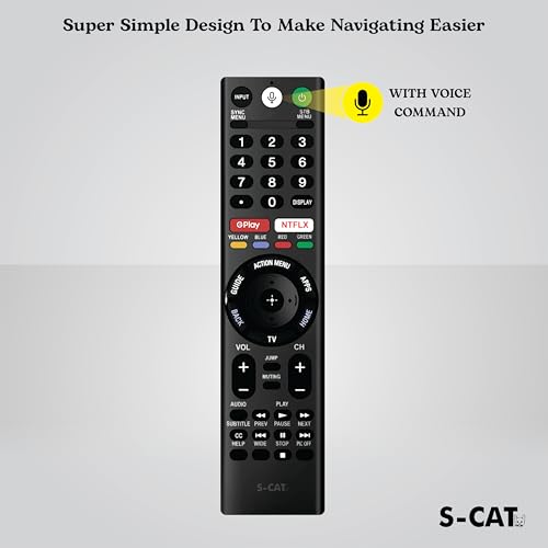 Image of S-CAT Compatible with Sony Bravia TV Remote RMF-TM300U RMF-TM310U Models Suitable for Smart 4K Android Google Television with Voice Command (Pairing Must - Contact Customer Care in Case of Any Issues)