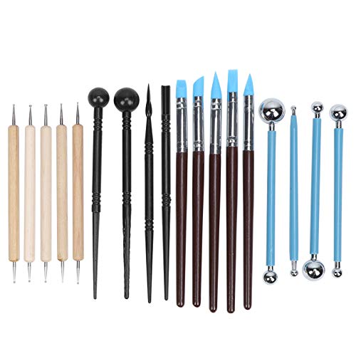 18Pcs Professional Clay Sculpting Tools, Silicone Rubber Tip Paint Pens Brushes Ball Stylus Dot Painting Tools for Pottery Craft Baking Carving Drawing Dotting Modeling Shaping