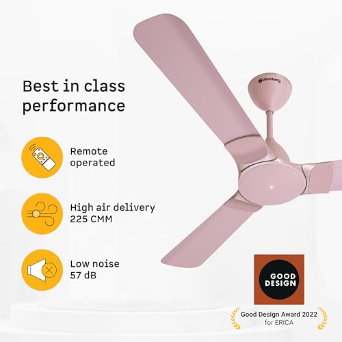 Image of atomberg Erica Nuvo 1200mm BLDC Ceiling Fan with Remote | Award Winning Designer Fan | BEE 5 star | High Air Delivery | Low noise operation | Elegant Trims | 3 Year Warranty | Lotus Pink