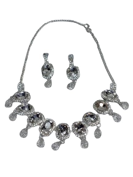 Myginie.in Stone Studded Necklace With Earring Jewellery Set For Women Dark Red (Black) (B0DBLM3BR5) Amazon Price History, Amazon Price Tracker