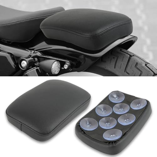 Image of DREAMIZER Black Pillion Passenger Pad Seat Universal Motorcycle Solo Seat Rear Cushion 8 Suction Cups Compatible with Harley Sportster XL 883 1200 Forty Eight Dyna Chopper Bobber Custom