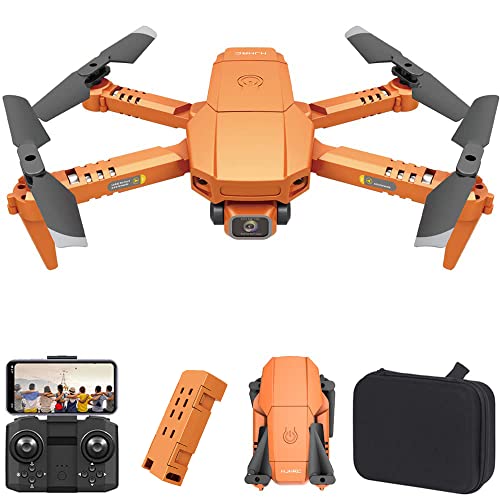 Lozenge Small Mini Drone with Camera Drones for Adults Drone for Kids 1080P Drones with Camera Live Video FPV Helicopter Altitude Hold Drone HJ78 RC Drone (1 Battey&1080P WiFi Camera, Orange)