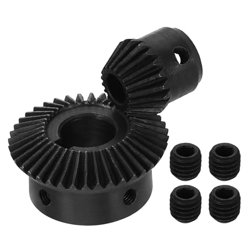 Image of uxcell 2Pcs Tapered Bevel Gears Set, 1 Mod 1:2 (20T /40T) Harden Steel Straight Bevel Gear, 90 Degree Steering Motor Gears, (8mm /14mm Shaft Hole with Keyway)