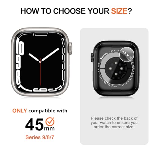Image of amBand 3 in 1 Metal Case Compatible with Apple Watch Series 9 /8 /7 45mm, W1 Rugged Bumper Protector [Turning into Ultra 2 /1 Upgrade] with Watch Crown + Back Cover, Titanium Original