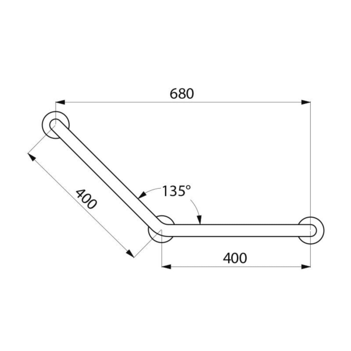 Delabie - Barre d'appui coudée 135° Ø 32 400x400 mm Inox 304 poli brillant