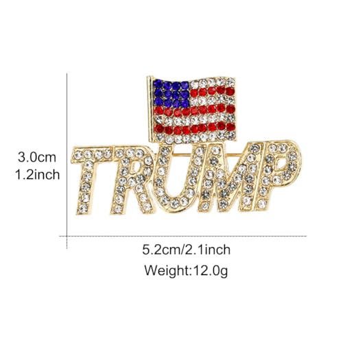 Image of 3pcs Trump Pin with USA Flag, Crystal Trump Make America Great Again MAGA Lapel Brooch in Multiple Designs Memorabilia Gift Support for 2026 Midterm Election