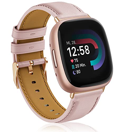 Supore Pulsera Compatible Con Fitbit Versa 4/3, Sense/Sense 2 - Correa de Cuero Suave Para Hombre y Mujer