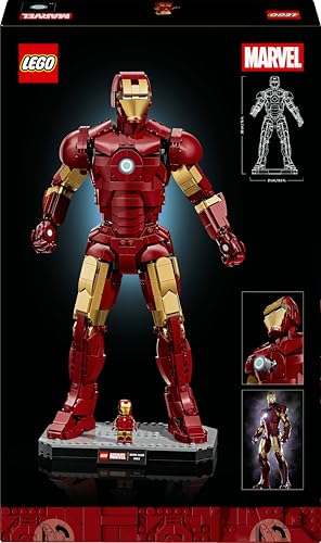 LEGO ǀ Marvel Iron Man Mark 3 Édition Collector - Figurine - Maquette Avengers pour Adulte - Décoration Intérieure - Minifigurine & Réacteur Arc - Cadeau à Collectionner pour Fans 76344