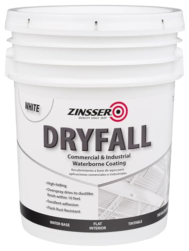 Zinsser 293234 Dryfall Commercial & Industrial Waterborne Coating, 5 Gallon, Flat White