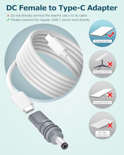 Adaptador de alimentación USB C a DC para Starlink Mini, pack 2 miniatura 2
