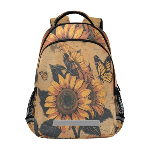 Sac à dos enfants papillons et tournesols avec clip de poitrine