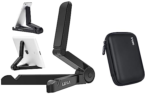 Image of Gizga Essentials Hard Drive Case Shell, 6.35cm /2.5-inch, Portable Storage Organizer Bag for Earphone && Portable Tabletop Tablet Stand Mobile Holder, Desktop Stand, Cradle, Dock for iPad, Smartphone