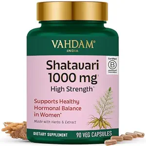 Vahdam Shatavari Capsules 1000mg - Supports Women's Hormonal Balance, Vegan & Gluten-Free, 90 Capsules