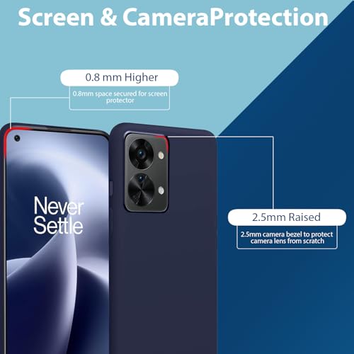 Image of LIRAMARK Liquid Silicone Soft Back Cover Case for OnePlus Nord 2T 5G / 1+Nord 2T 5G (Midnight Blue)