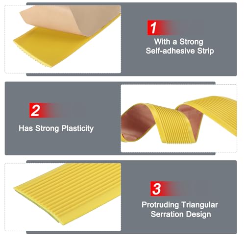 QUARKZMAN 3.2ft Treppenkantenprofil, 5mm PVC Selbstklebender Treppenkanten-Schutz Treppenabschluss Treppenstufenkantenverkleidung für den Innen- und Außenbereich, Gelb.